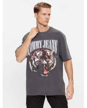 Tommy Jeans T-Shirt Vintage Tiger DM0DM17740 Szary Oversize