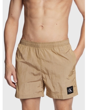 Calvin Klein Swimwear Szorty kąpielowe KM0KM00819 Beżowy Regular Fit