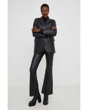 Answear Lab spodnie skórzane flare X kolekcja limitowana NO SHAME damskie kolor czarny dzwony high waist