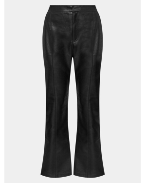Gina Tricot Spodnie z imitacji skóry 20745 Czarny Straight Fit