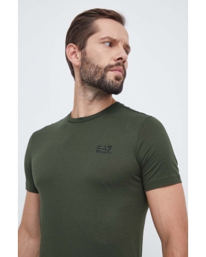 EA7 Emporio Armani t-shirt bawełniany kolor zielony z nadrukiem