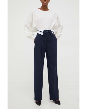 Answear Lab spodnie damskie kolor granatowy proste high waist