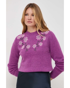 Silvian Heach sweter z domieszką wełny damski kolor fioletowy z półgolfem