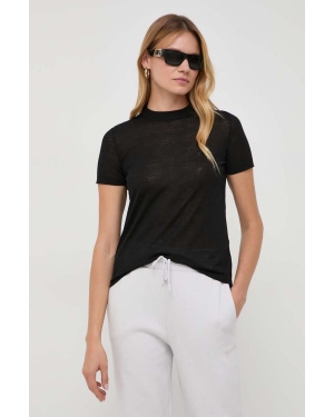 Liviana Conti t-shirt wełniany kolor czarny z półgolfem