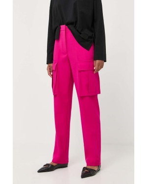 Liviana Conti spodnie damskie kolor różowy proste high waist