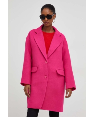 Answear Lab płaszcz z wełną kolor różowy przejściowy