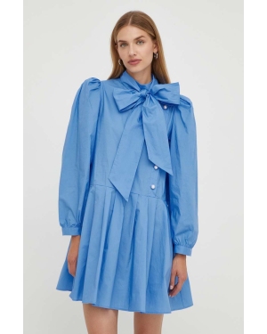 Custommade sukienka bawełniana kolor niebieski mini oversize