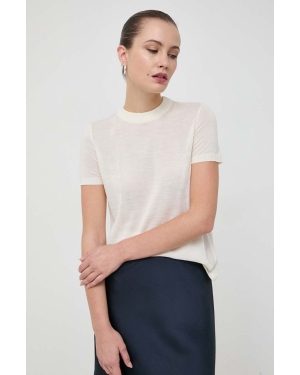 Liviana Conti t-shirt wełniany kolor beżowy z półgolfem