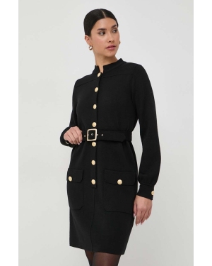 Luisa Spagnoli sukienka wełniana kolor czarny mini prosta