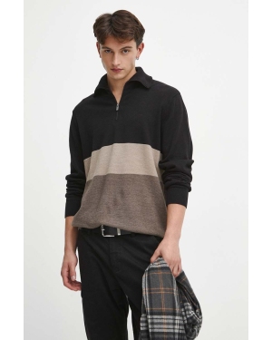 Medicine sweter bawełniany kolor czarny lekki z golferm