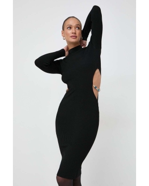 Marciano Guess sukienka kolor czarny midi dopasowana