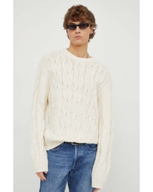 The Kooples sweter wełniany męski kolor beżowy ciepły