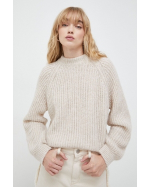 Samsoe Samsoe sweter z domieszką wełny damski kolor beżowy ciepły