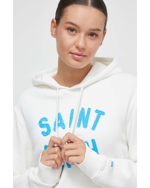 MC2 Saint Barth bluza bawełniana damska kolor biały z kapturem z aplikacją