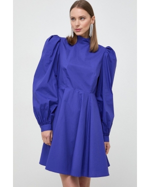 Custommade sukienka bawełniana kolor niebieski mini rozkloszowana