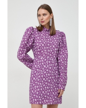 Custommade sukienka bawełniana Jonie kolor fioletowy mini rozkloszowana 999376479