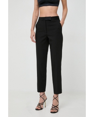 Ivy Oak spodnie damskie kolor czarny proste high waist IO1100X5064
