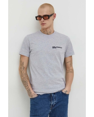Karl Lagerfeld Jeans t-shirt bawełniany męski kolor szary z aplikacją