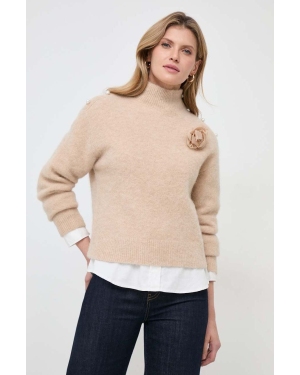 Custommade sweter wełniany Tone damski kolor brązowy ciepły z półgolfem 999289363