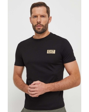 EA7 Emporio Armani t-shirt bawełniany męski kolor czarny gładki