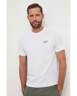 EA7 Emporio Armani t-shirt bawełniany męski kolor biały gładki