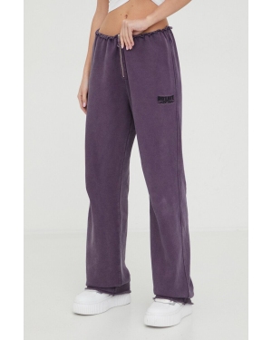 Rotate spodnie dresowe bawełniane kolor fioletowy gładkie