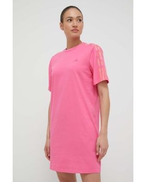 adidas sukienka bawełniana kolor różowy mini oversize
