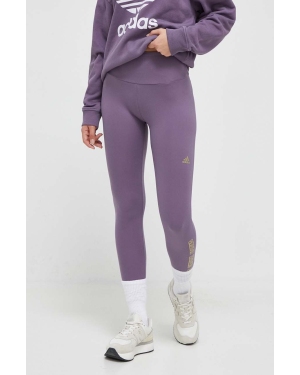 adidas legginsy damskie kolor fioletowy z nadrukiem