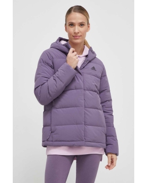 adidas kurtka puchowa damska kolor fioletowy zimowa