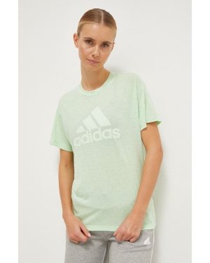 adidas t-shirt damski kolor zielony IS3624