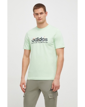 adidas t-shirt bawełniany męski kolor zielony z nadrukiem IM8306