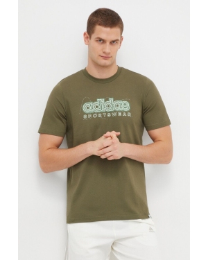 adidas t-shirt bawełniany męski kolor zielony z nadrukiem IM8314
