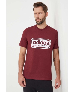 adidas t-shirt bawełniany męski kolor bordowy z nadrukiem IM8303