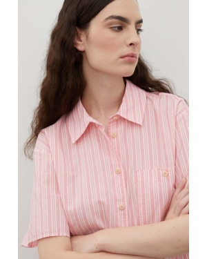 American Vintage koszula bawełniana damska kolor różowy relaxed z kołnierzykiem klasycznym