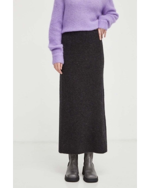American Vintage spódnica wełniana kolor czarny midi prosta