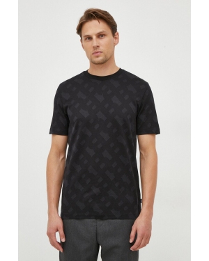 BOSS t-shirt bawełniany męski kolor czarny wzorzysty