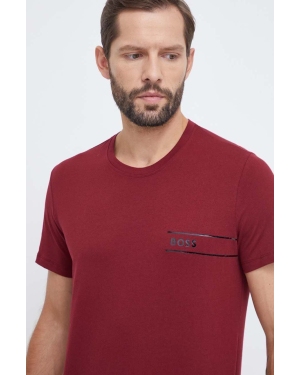 BOSS t-shirt bawełniany kolor czerwony z nadrukiem
