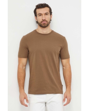 BOSS t-shirt bawełniany kolor brązowy