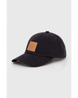 BOSS czapka z daszkiem bawełniana kolor czarny z aplikacją