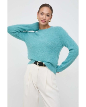 BOSS sweter wełniany damski kolor niebieski ciepły