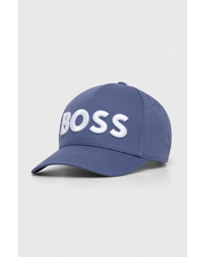 BOSS czapka z daszkiem kolor niebieski z aplikacją
