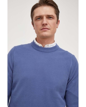 BOSS sweter bawełniany kolor niebieski lekki