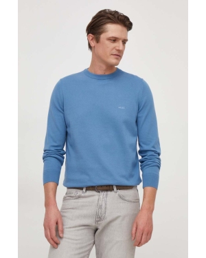 BOSS sweter bawełniany kolor niebieski lekki