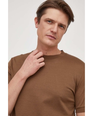 BOSS t-shirt męski kolor brązowy gładki