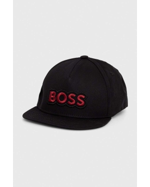 Boss Orange czapka z daszkiem bawełniana kolor czarny z aplikacją