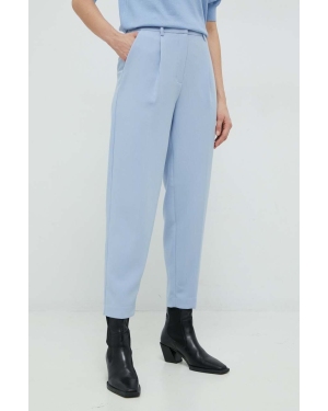 Bruuns Bazaar spodnie damskie kolor niebieski proste high waist