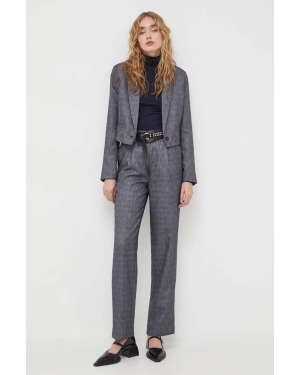Bruuns Bazaar spodnie damskie kolor szary proste high waist