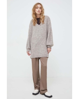 Bruuns Bazaar sweter z domieszką wełny damski kolor beżowy ciepły
