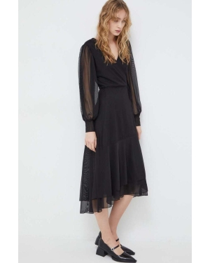 Bruuns Bazaar sukienka kolor czarny midi rozkloszowana