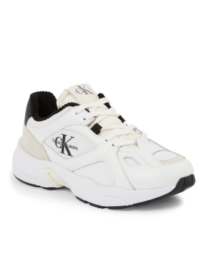 Calvin Klein Jeans Sneakersy Retro Runner Lace Up Lth Mix Wn YW0YW01184 Biały